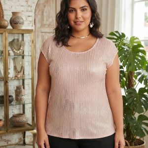 BLUSA PUNTO BRILLO ROSA CLARO  SPG