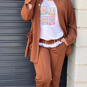 PANTALÓN PUNTO MELODY MARRON INDRA