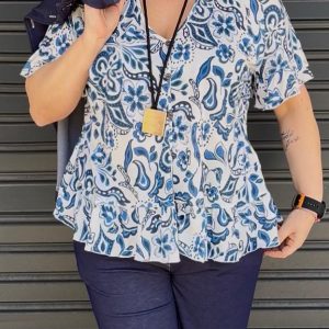 BLUSA BAMBULA EN TONOS AZUL INDRA