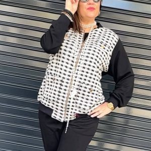 CHAQUETA TWEED NEGRA INDRA