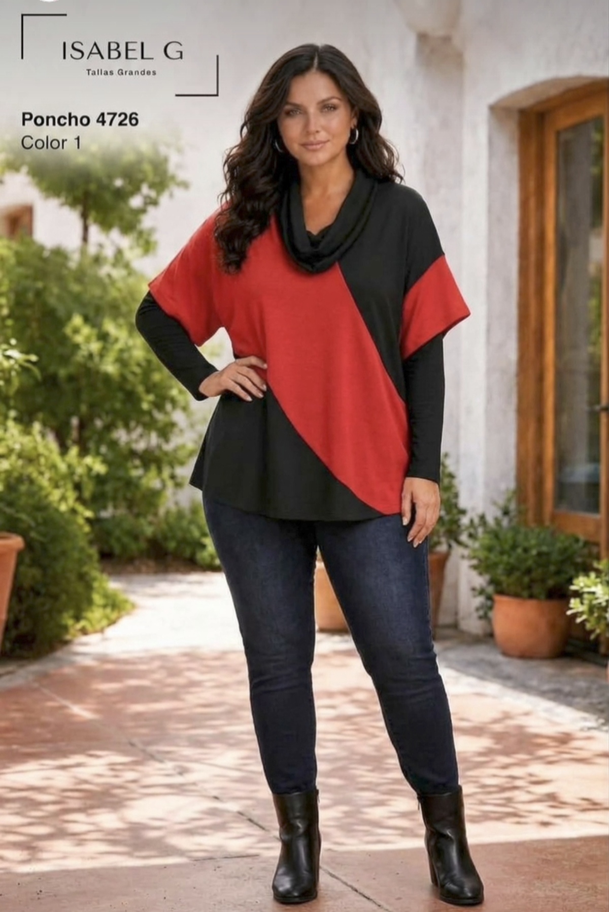 PONCHO GALENA TONOS ROJO ISABEL G - Imagen 2